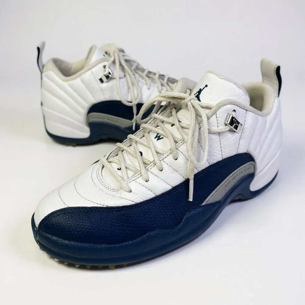 Nike Air Jordan 12 Golf Shoes Mens Size 8 White Blue DH4120-101 Cleats Jumpman